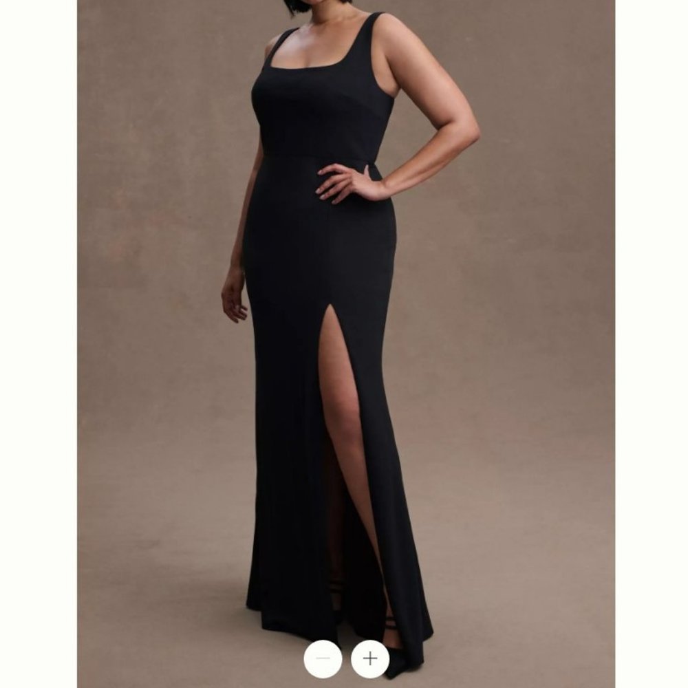 BHLDN Ashlynn Square-Neck Stretch Crepe Gown Black Tie Wedding Dress